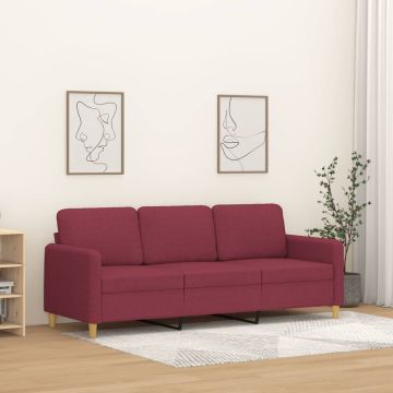 vidaXL Trivietė sofa, raudonojo vyno spalvos, 180cm, audinys
