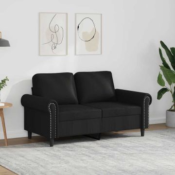 vidaXL Dvivietė sofa, juodos spalvos, 120cm, dirbtinė oda