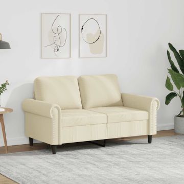 vidaXL Dvivietė sofa, kreminės spalvos, 120cm, dirbtinė oda