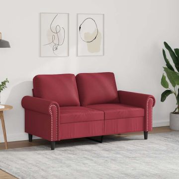 vidaXL Dvivietė sofa, raudonojo vyno spalvos, 120cm, dirbtinė oda