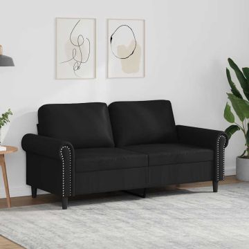 vidaXL Dvivietė sofa, juodos spalvos, 140cm, dirbtinė oda