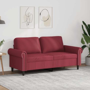 vidaXL Dvivietė sofa, raudonojo vyno spalvos, 140cm, dirbtinė oda