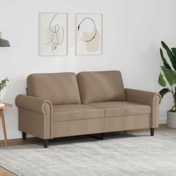 vidaXL Dvivietė sofa, kapučino spalvos, 140cm, dirbtinė oda