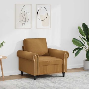 vidaXL Krėslas, rudos spalvos, 60cm, aksomas