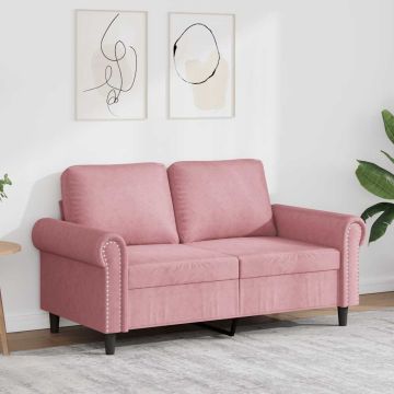 vidaXL Dvivietė sofa, rožinės spalvos, 120cm, aksomas
