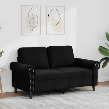 vidaXL Dvivietė sofa, juodos spalvos, 120cm, aksomas