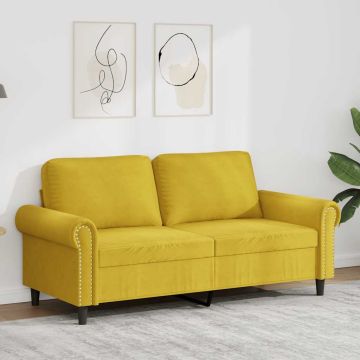 vidaXL Dvivietė sofa, geltonos spalvos, 140cm, aksomas