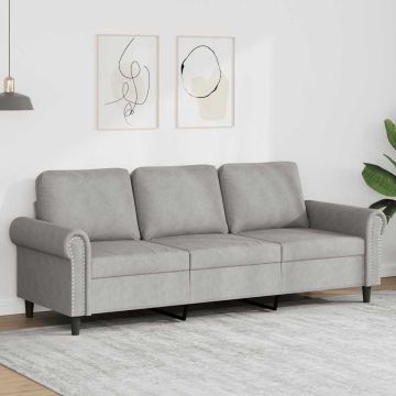 vidaXL Trivietė sofa, šviesiai pilkos spalvos, 180cm, aksomas