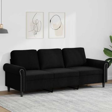 vidaXL Trivietė sofa, juodos spalvos, 180cm, aksomas