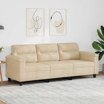 vidaXL Trivietė sofa, kreminės spalvos, 180cm, mikropluošto audinys