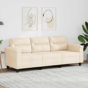 vidaXL Trivietė sofa, smėlio spalvos, 180cm, mikropluošto audinys