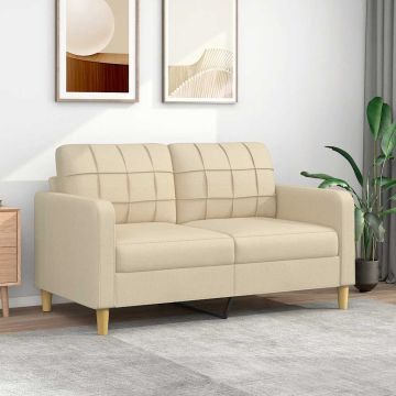 vidaXL Dvivietė sofa, kreminės spalvos, 140cm, audinys
