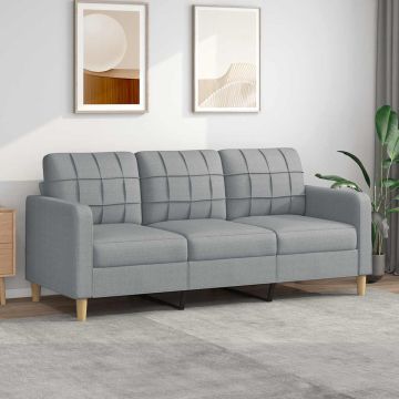vidaXL Trivietė sofa, šviesiai pilkos spalvos, 180cm, audinys