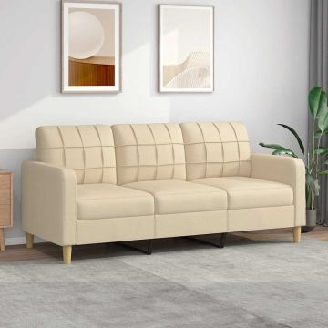 vidaXL Trivietė sofa, kreminės spalvos, 180cm, audinys