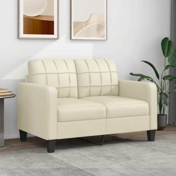 vidaXL Dvivietė sofa, kreminės spalvos, 120cm, dirbtinė oda