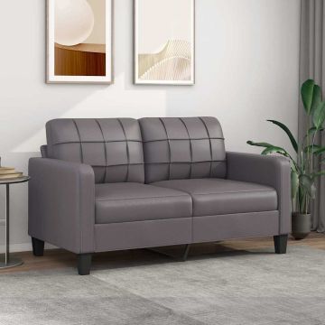 vidaXL Dvivietė sofa, pilkos spalvos, 140cm, dirbtinė oda