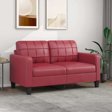 vidaXL Dvivietė sofa, raudonojo vyno spalvos, 140cm, dirbtinė oda