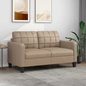 vidaXL Dvivietė sofa, kapučino spalvos, 140cm, dirbtinė oda