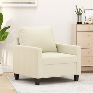 vidaXL Krėslas, kreminės spalvos, 60cm, dirbtinė oda