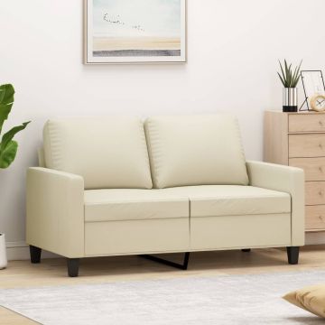 vidaXL Dvivietė sofa, kreminės spalvos, 120cm, dirbtinė oda