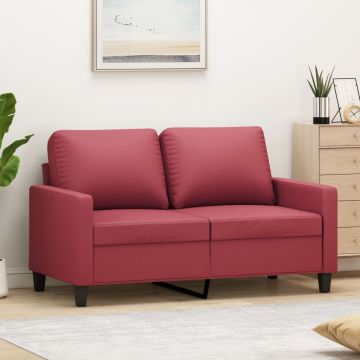 vidaXL Dvivietė sofa, raudonojo vyno spalvos, 120cm, dirbtinė oda