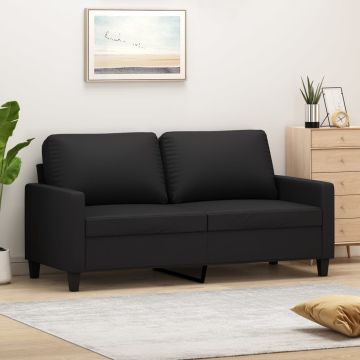 vidaXL Dvivietė sofa, juodos spalvos, 140cm, dirbtinė oda