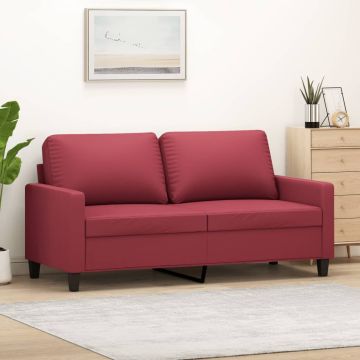 vidaXL Dvivietė sofa, raudonojo vyno spalvos, 140cm, dirbtinė oda