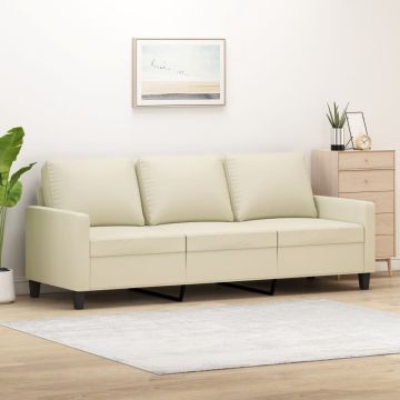 vidaXL Trivietė sofa, kreminės spalvos, 180cm, dirbtinė oda