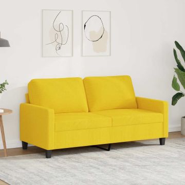 vidaXL Dvivietė sofa, šviesiai geltonos spalvos, 140cm, audinys