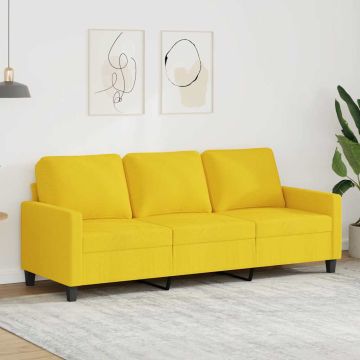 vidaXL Trivietė sofa, šviesiai geltonos spalvos, 180cm, audinys