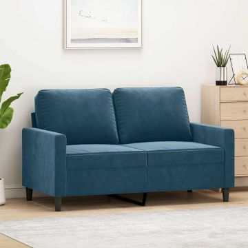vidaXL Dvivietė sofa, mėlynos spalvos, 120cm, aksomas