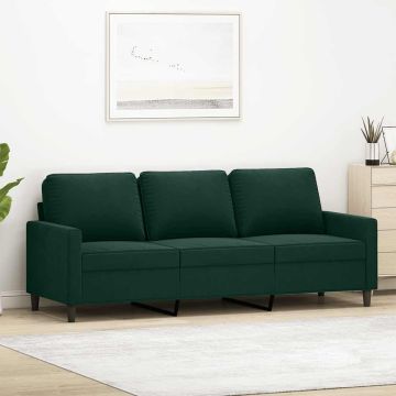 vidaXL Trivietė sofa, tamsiai žalios spalvos, 180cm, aksomas