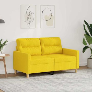 vidaXL Dvivietė sofa, šviesiai geltonos spalvos, 120cm, audinys