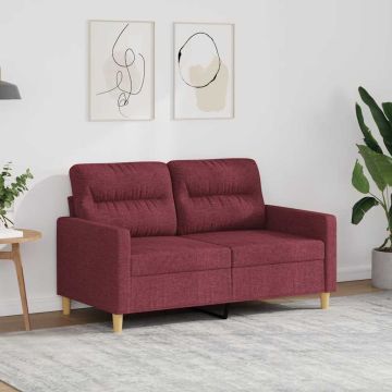 vidaXL Dvivietė sofa, raudonojo vyno spalvos, 120cm, audinys