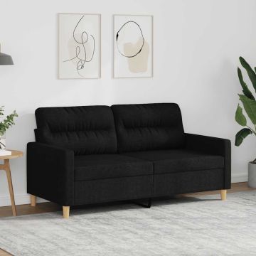 vidaXL Dvivietė sofa, juodos spalvos, 140cm, audinys