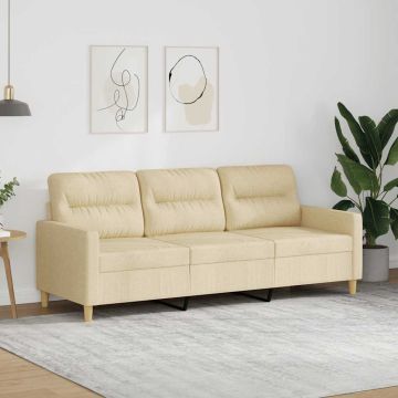vidaXL Trivietė sofa, kreminės spalvos, 180cm, audinys