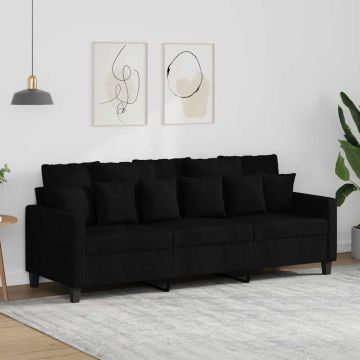 vidaXL Trivietė sofa, juodos spalvos, 180cm, audinys