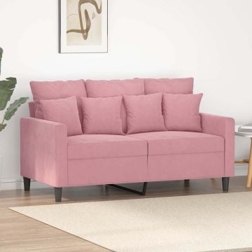 vidaXL Dvivietė sofa, rožinės spalvos, 120cm, aksomas
