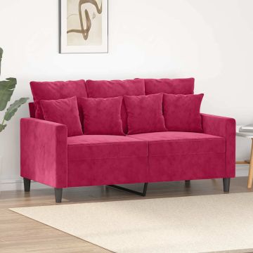 vidaXL Dvivietė sofa, raudonojo vyno spalvos, 120cm, aksomas