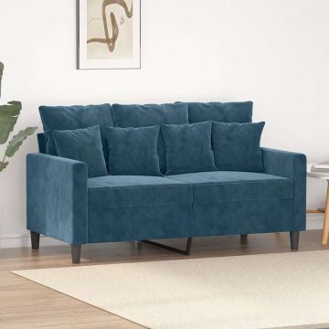 vidaXL Dvivietė sofa, mėlynos spalvos, 120cm, aksomas
