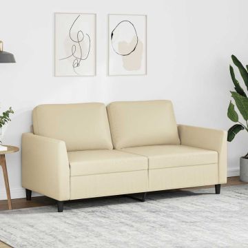 vidaXL Dvivietė sofa, kreminės spalvos, 140cm, dirbtinė oda