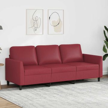 vidaXL Trivietė sofa, raudonojo vyno spalvos, 180cm, dirbtinė oda