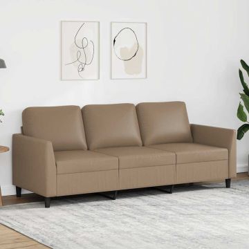 vidaXL Trivietė sofa, kapučino spalvos, 180cm, dirbtinė oda