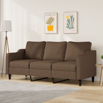 vidaXL Trivietė sofa, rudos spalvos, 180cm, audinys
