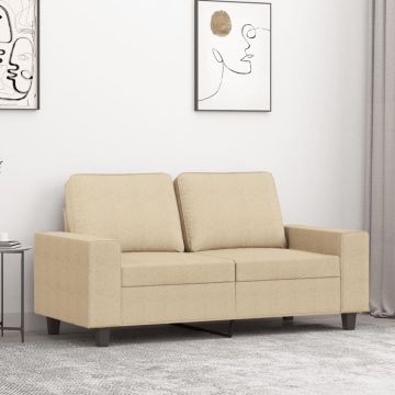 vidaXL Dvivietė sofa, kreminės spalvos, 120cm, audinys