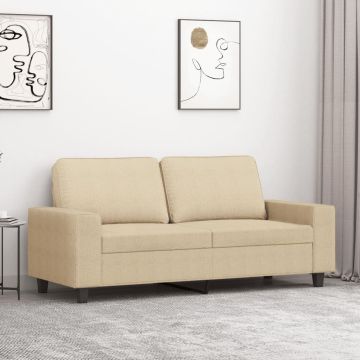 vidaXL Dvivietė sofa, kreminės spalvos, 140cm, audinys
