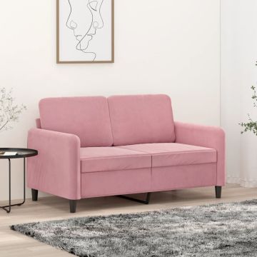vidaXL Dvivietė sofa, rožinės spalvos, 120cm, aksomas