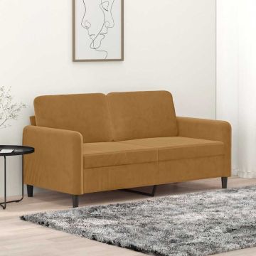 vidaXL Dvivietė sofa, rudos spalvos, 140cm, aksomas