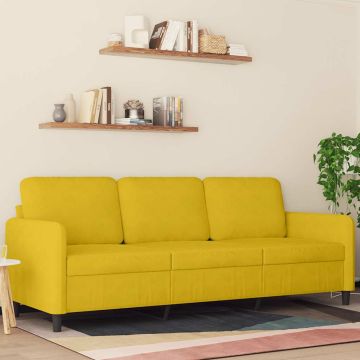 vidaXL Trivietė sofa, geltonos spalvos, 180cm, aksomas