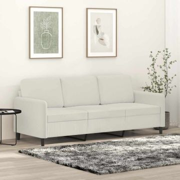 vidaXL Trivietė sofa, kreminės spalvos, 180cm, aksomas